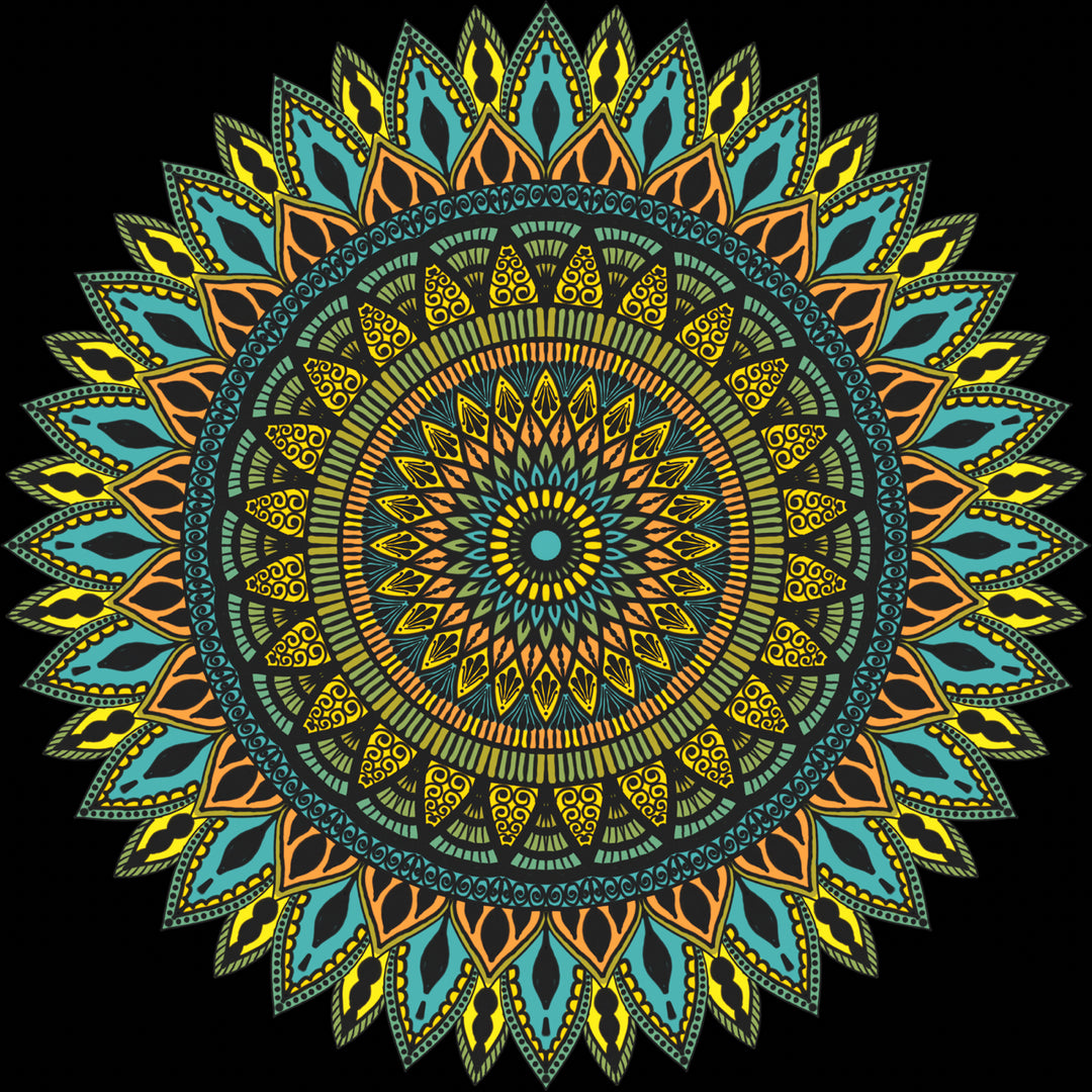 T-shirt Mandala Design in Turquoise and Gold