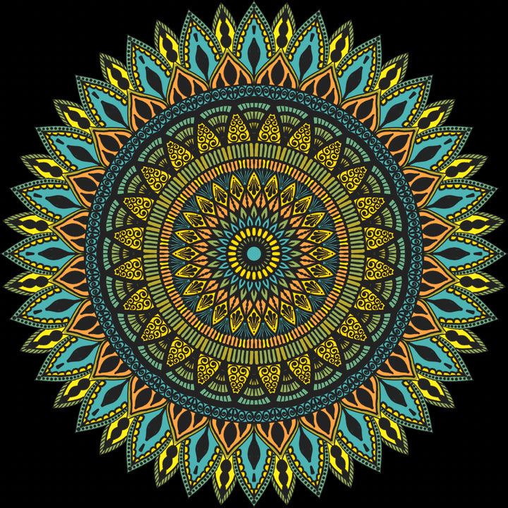 T-shirt Mandala in turkoois en goud