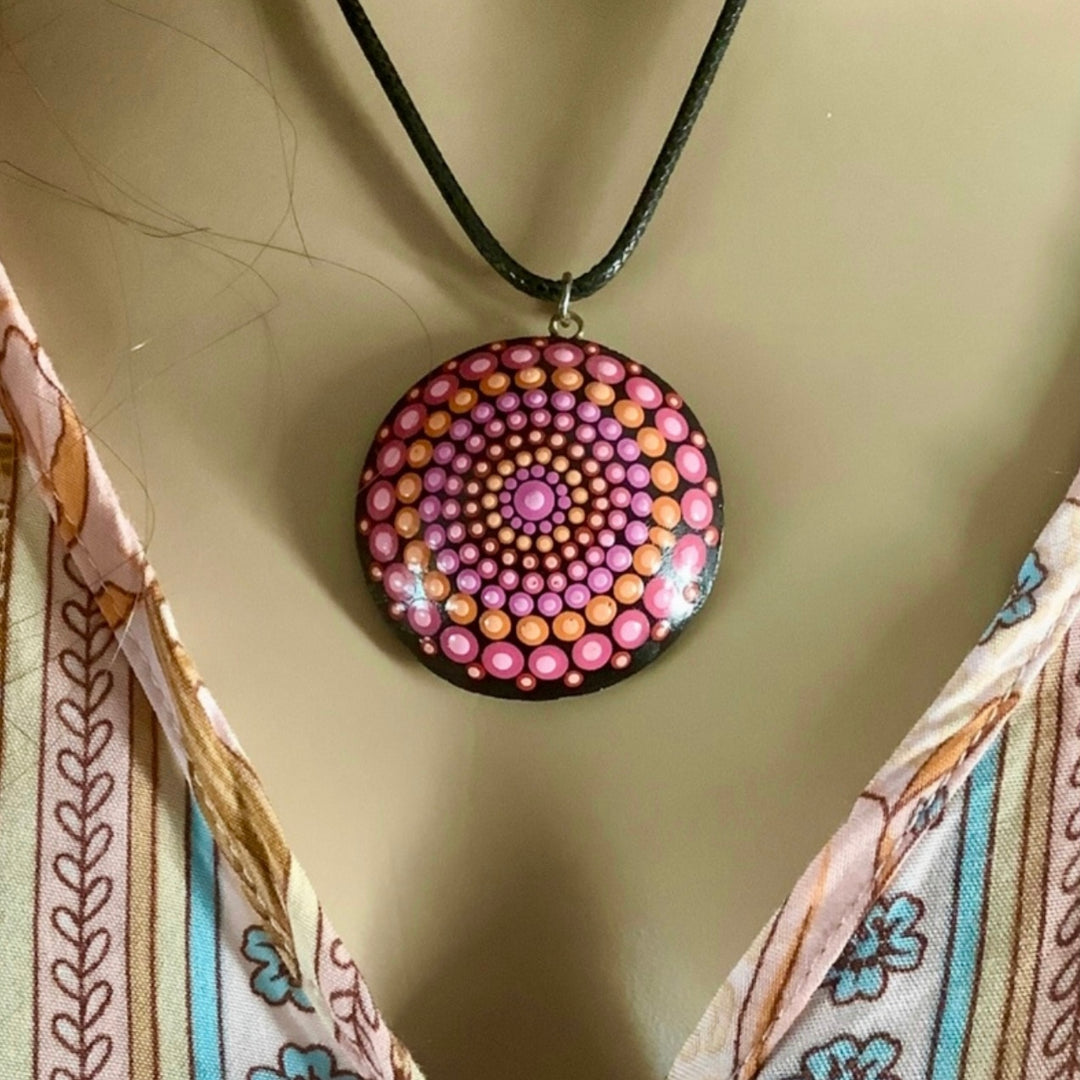 Mandala ketting roze, paars en oranje