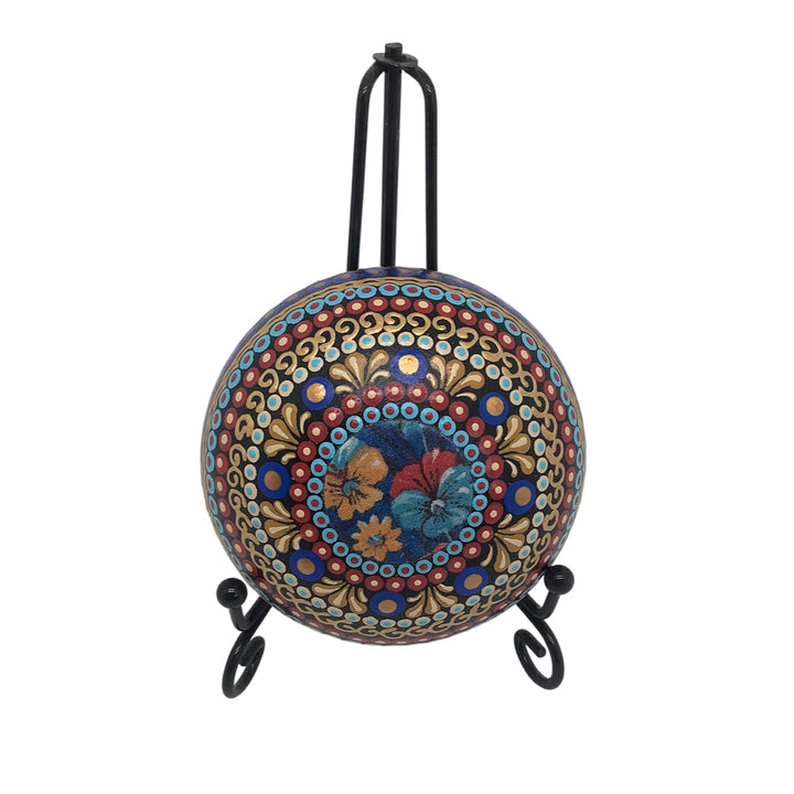 Mandala Stone in Vivid Kobalt Blue en Red, Sphere