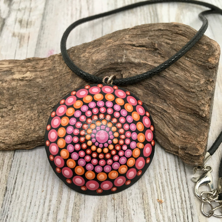 Mandala ketting roze, paars en oranje