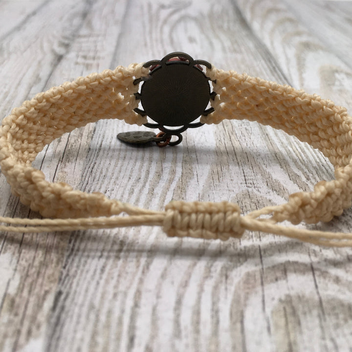 Macramé Armband met Bloem Cabochon