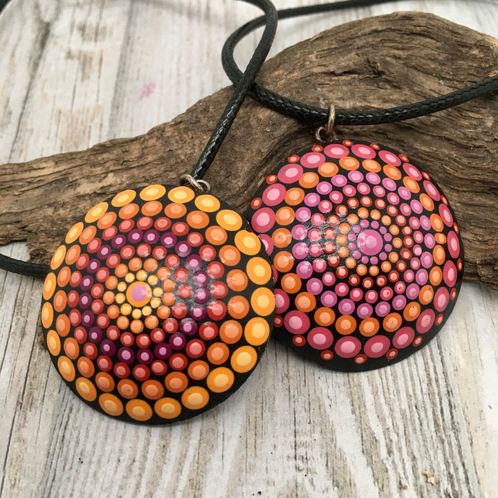 Mandala ketting roze, paars en oranje