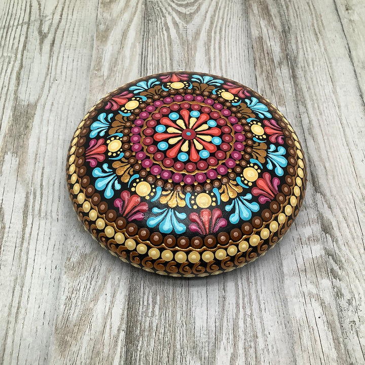 Mandala Steen Roze, Blauw, Zand en Goud