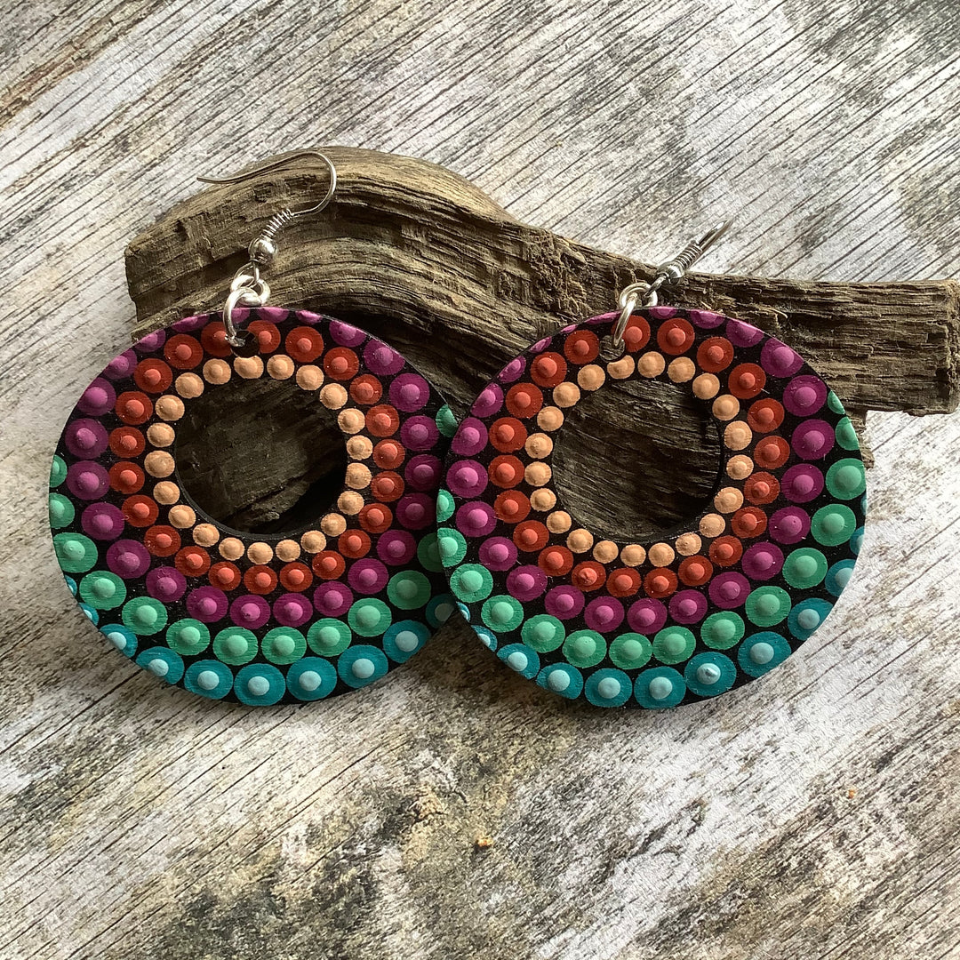 Dotart Mandala Oorbellen Roze en Blauw