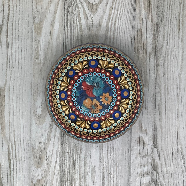 Mandala Stone in Vivid Kobalt Blue en Red, Sphere