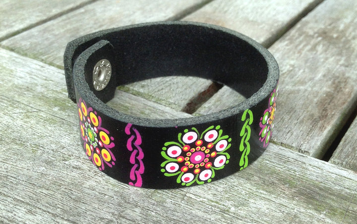 Leren Armband Mandala Bloemen