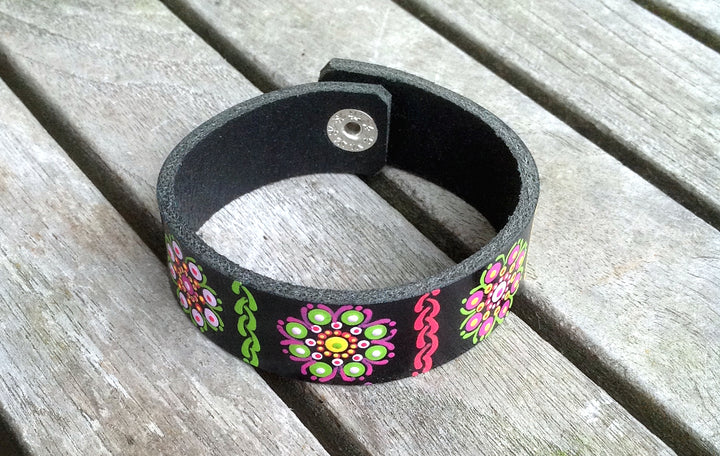 Leren Armband Mandala Bloemen