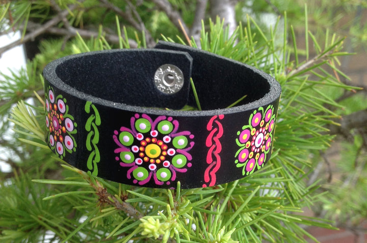 Leren Armband Mandala Bloemen