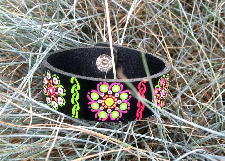 Leren Armband Mandala Bloemen