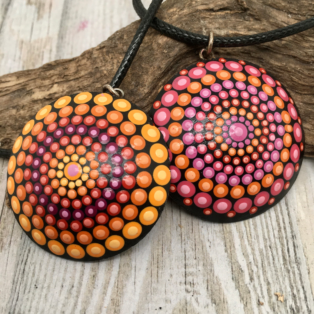 Mandala ketting roze, paars en oranje