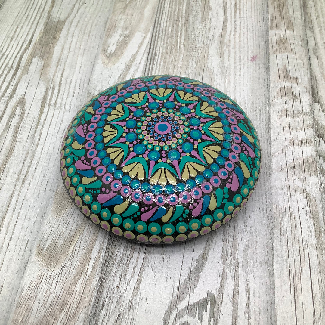 Mandala Steen Turquoise en Roze