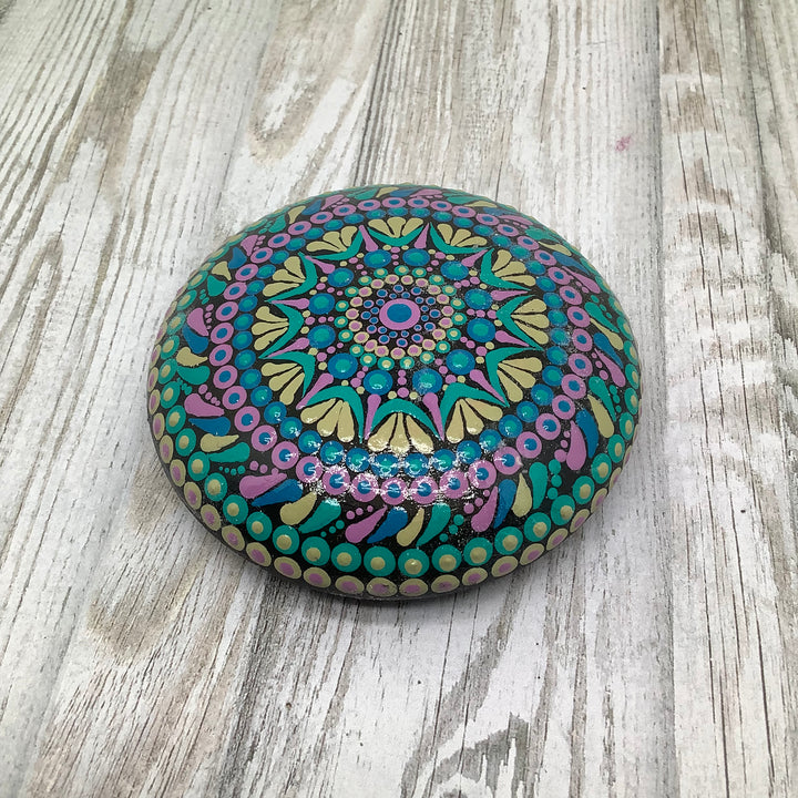 Mandala Steen Turquoise en Roze