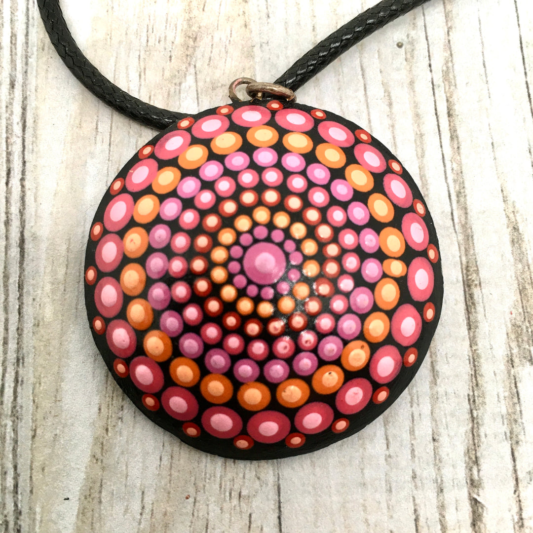 Mandala ketting roze, paars en oranje