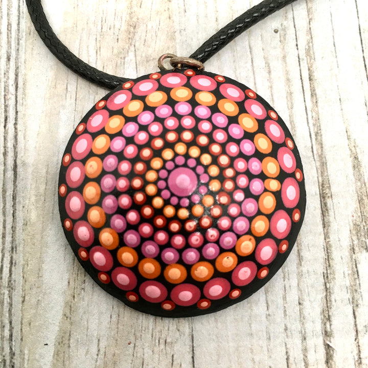 Mandala ketting roze, paars en oranje