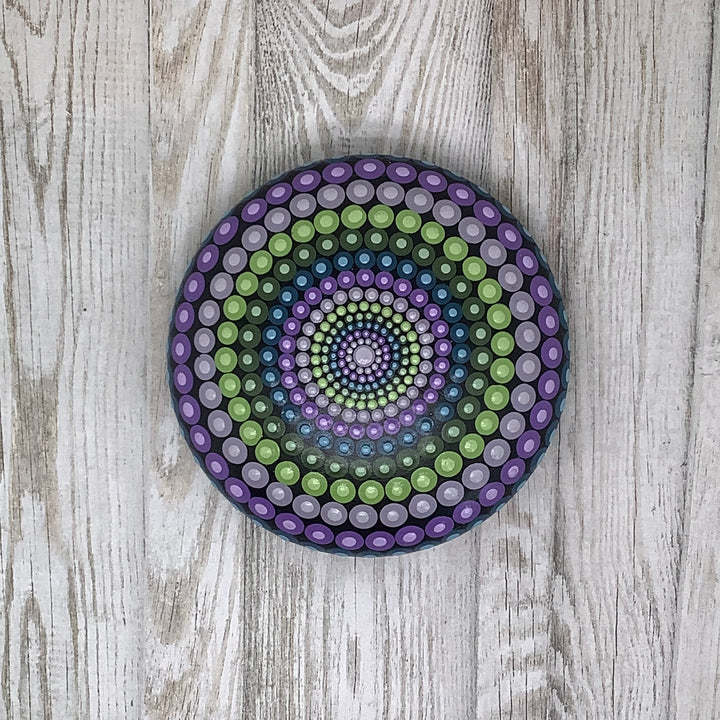 Mandala Steen Dot Art Paars, Groen en Blauw