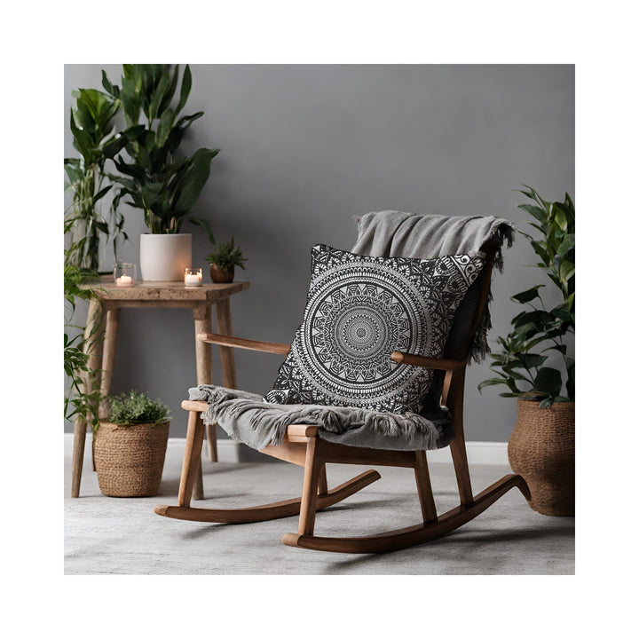 Mandala Duality: zwart-witte kussenhoes