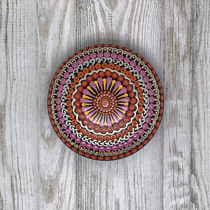 Mandala Steen Roze, Oranje en Zilver