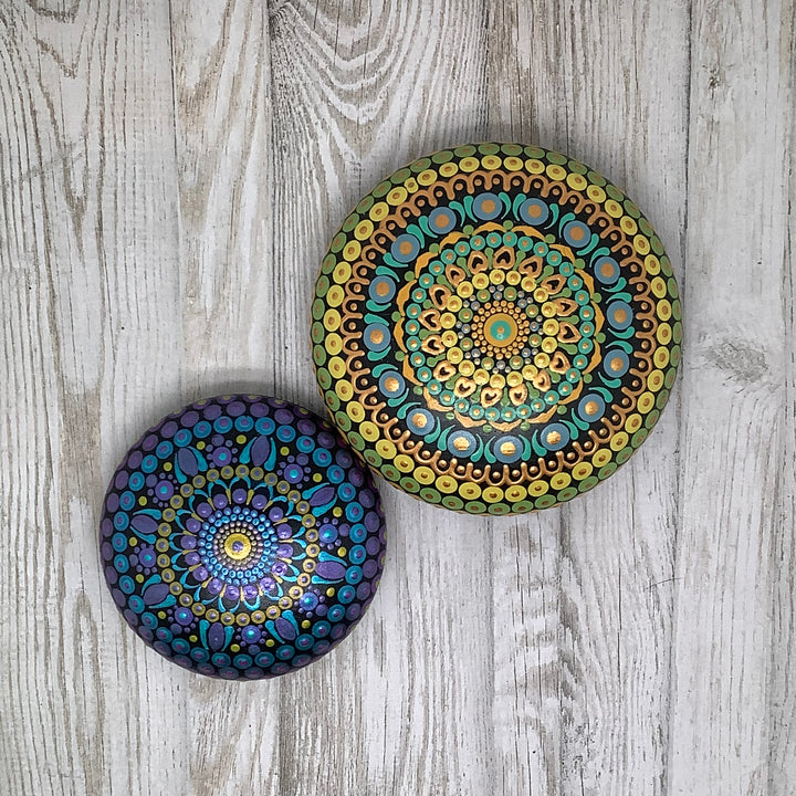 Mandala Steen Goud, Turkoois en Paars