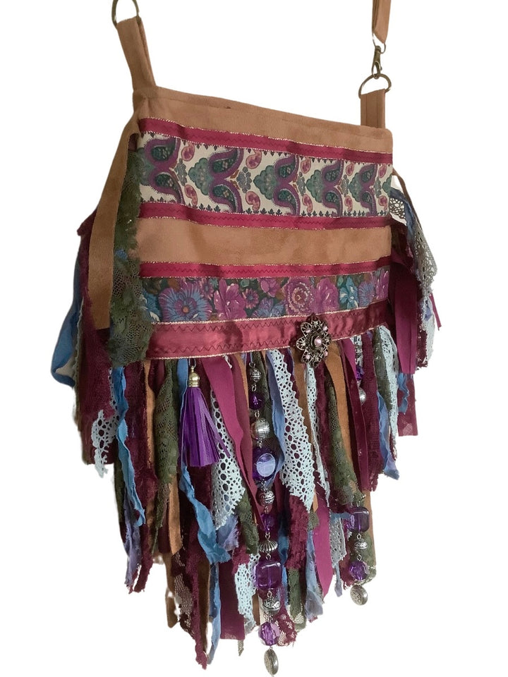 Crossbody tas dames in Aubergine en Groen