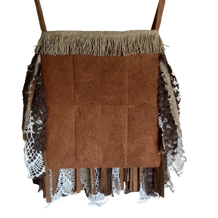 Bohemian Crossbody Bag with Hand-Painted Mandala – Made from Tree Bark