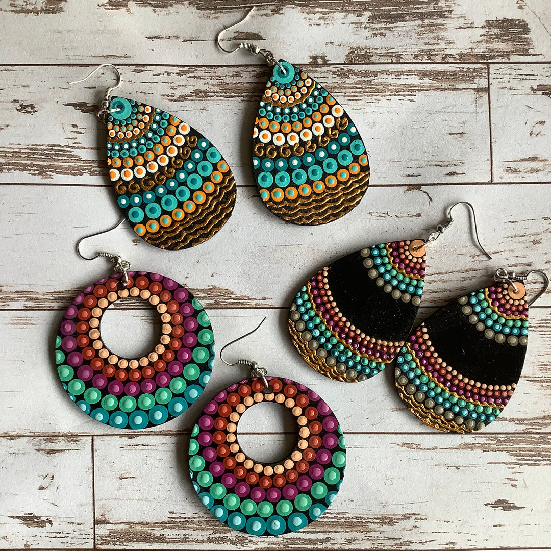 Dotart Mandala Oorbellen Roze en Blauw