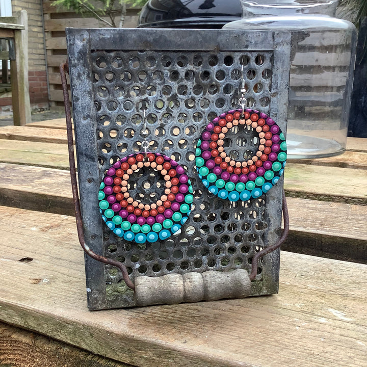 Dotart Mandala Oorbellen Roze en Blauw