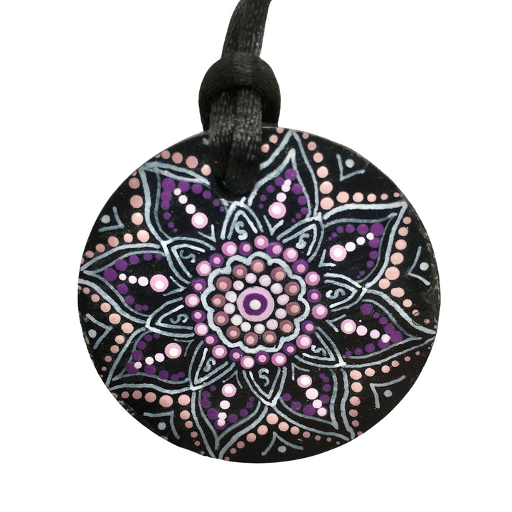 Ketting Ronde Hanger Mandala Roze en Paars