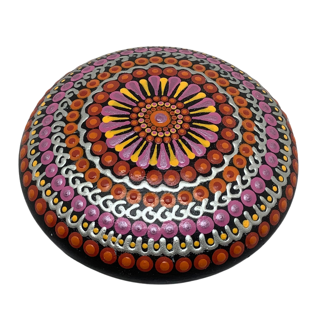 Mandala Steen Roze, Oranje en Zilver