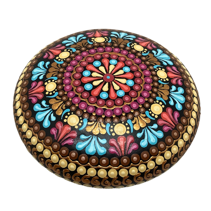 Mandala Steen Roze, Blauw, Zand en Goud