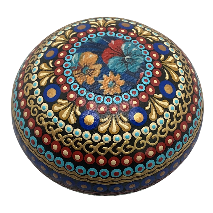Mandala Stone in Vivid Kobalt Blue en Red, Sphere