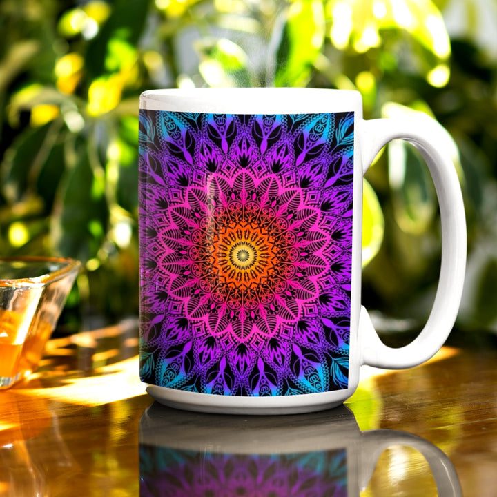 Orange, Pink, Purple & Blue Mug | Boho Mandala Mug | Mandala Stone