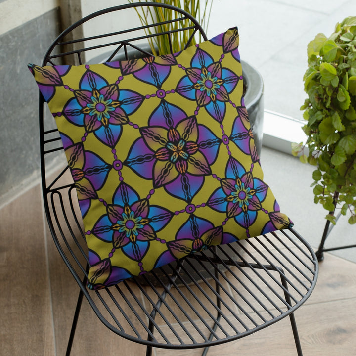 Pillow Case in Mandala Pattern Blue, Purple and Gold