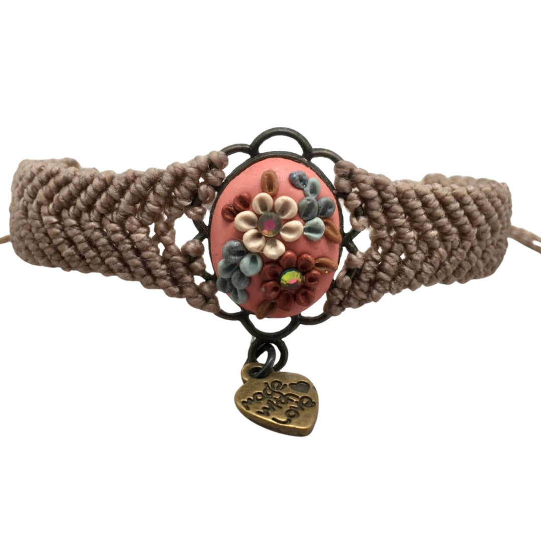 Macramé Armband met Bloem Cabochon