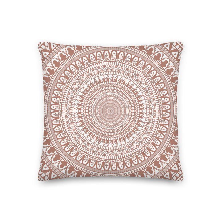 Terracotta Delight: Witte Mandala kussenhoes met ingewikkeld Mehndi-ontwerp