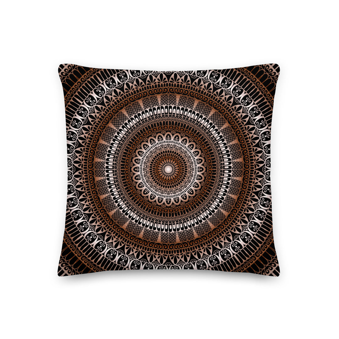 Mandala Pillow Cover with Brown and Beige Mehndi Design – Boho Decorative Cushion