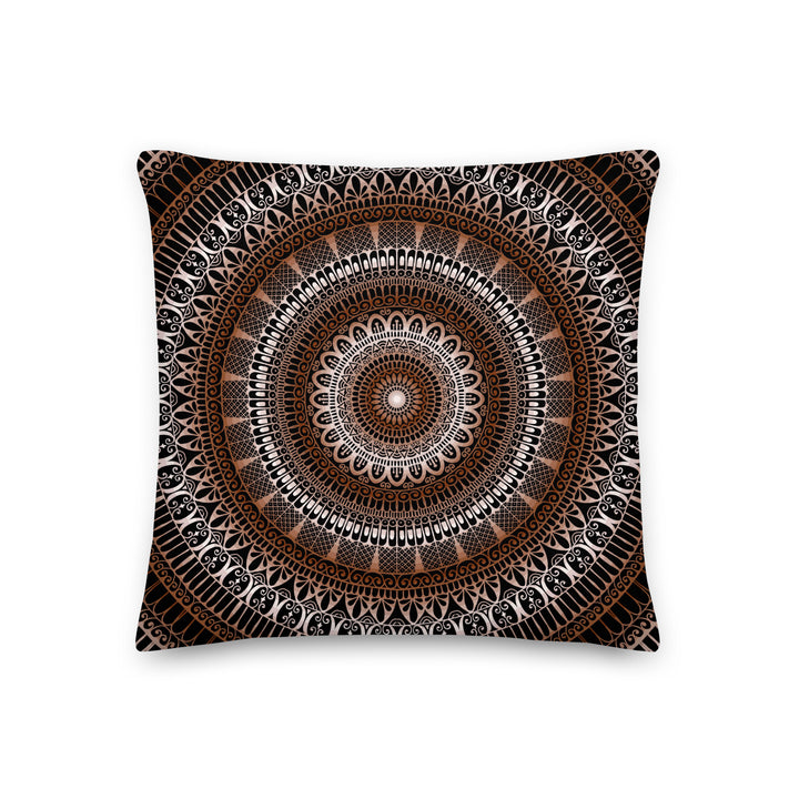 Mandala Pillow Cover with Brown and Beige Mehndi Design – Boho Decorative Cushion