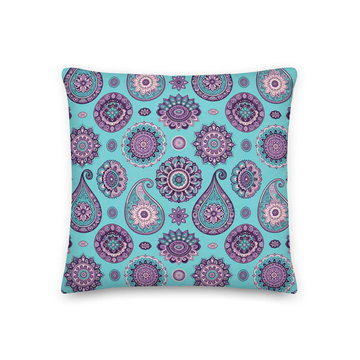 Boho Mandala Pillow Cover in Turquoise and Purple – Linen Feel Cushion Cover