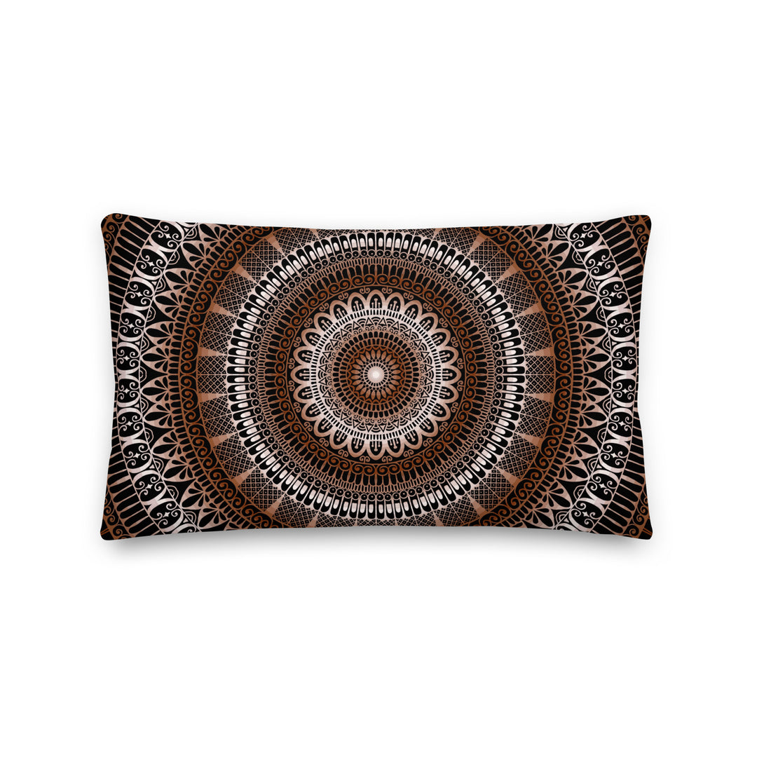 Mandala Pillow Cover with Brown and Beige Mehndi Design – Boho Decorative Cushion