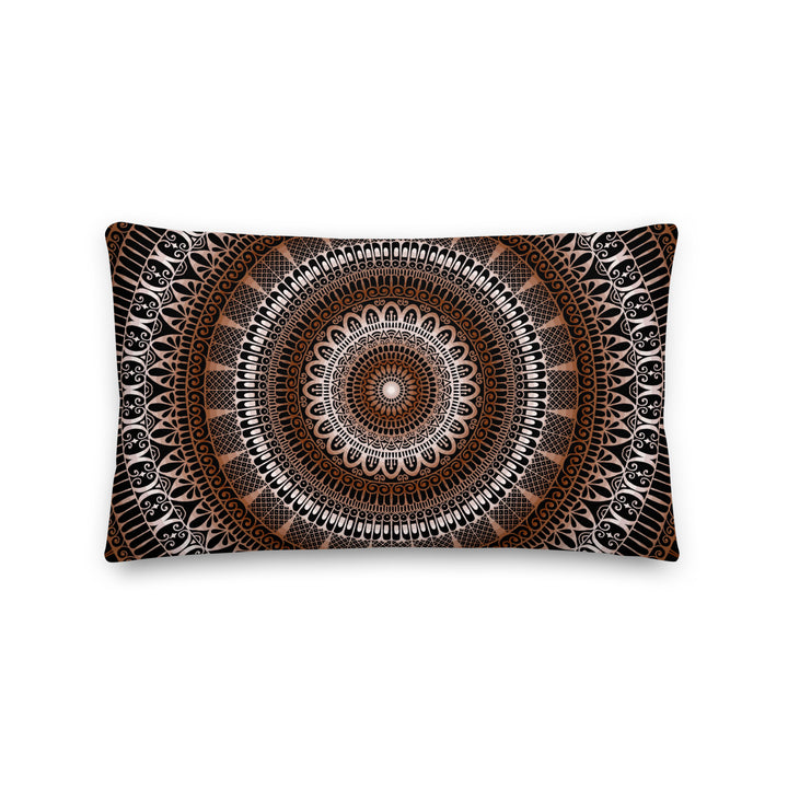 Mandala Pillow Cover with Brown and Beige Mehndi Design – Boho Decorative Cushion
