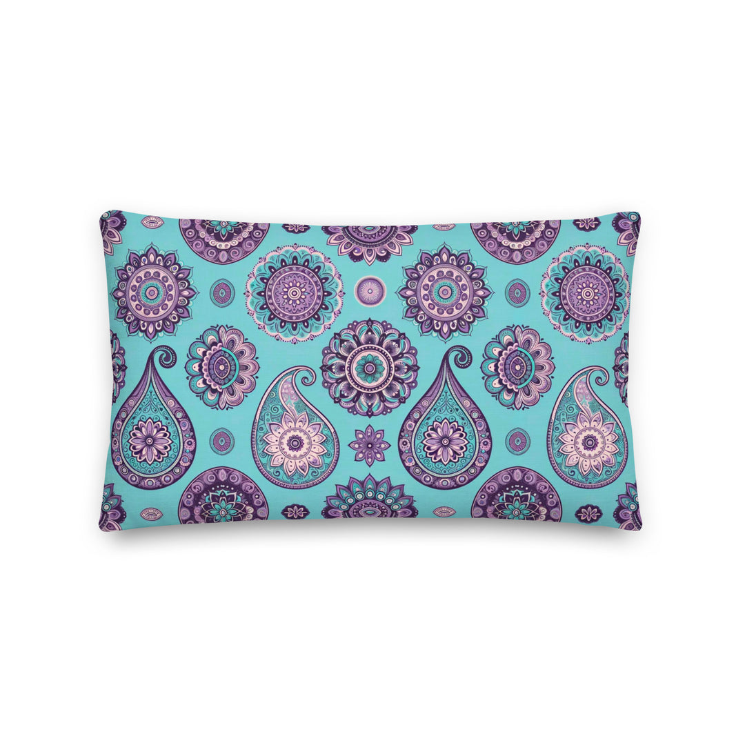 Boho Mandala Pillow Cover in Turquoise and Purple – Linen Feel Cushion Cover