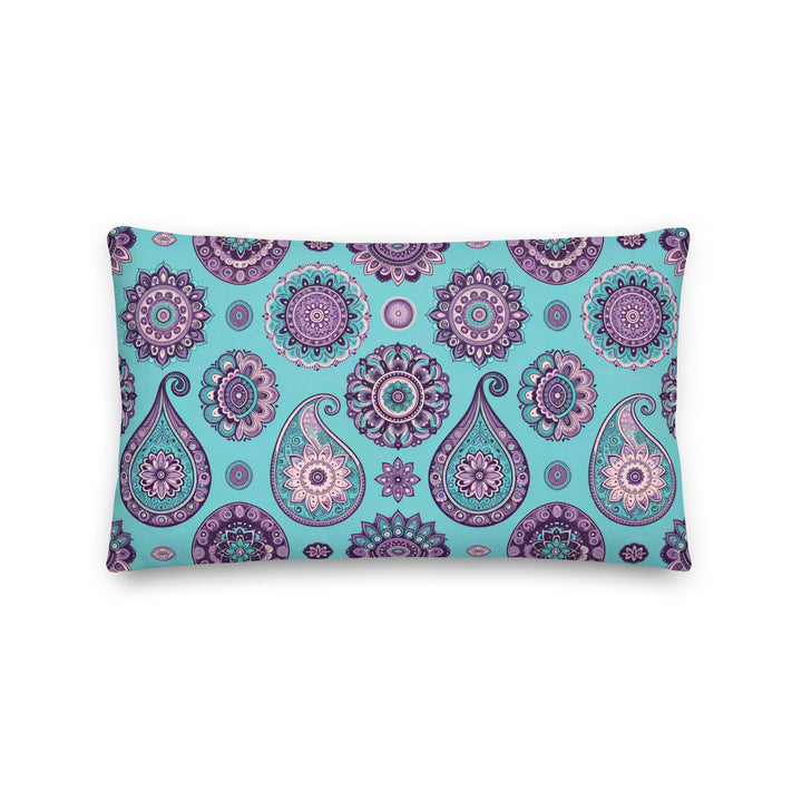 Boho Mandala Pillow Cover in Turquoise and Purple – Linen Feel Cushion Cover