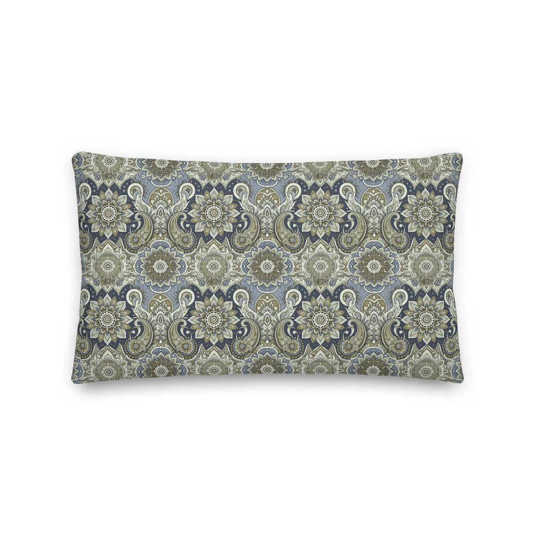 Paisley Mandala Pillow Cover in Soft Blue and Beige – Boho Luxe Cushion Case