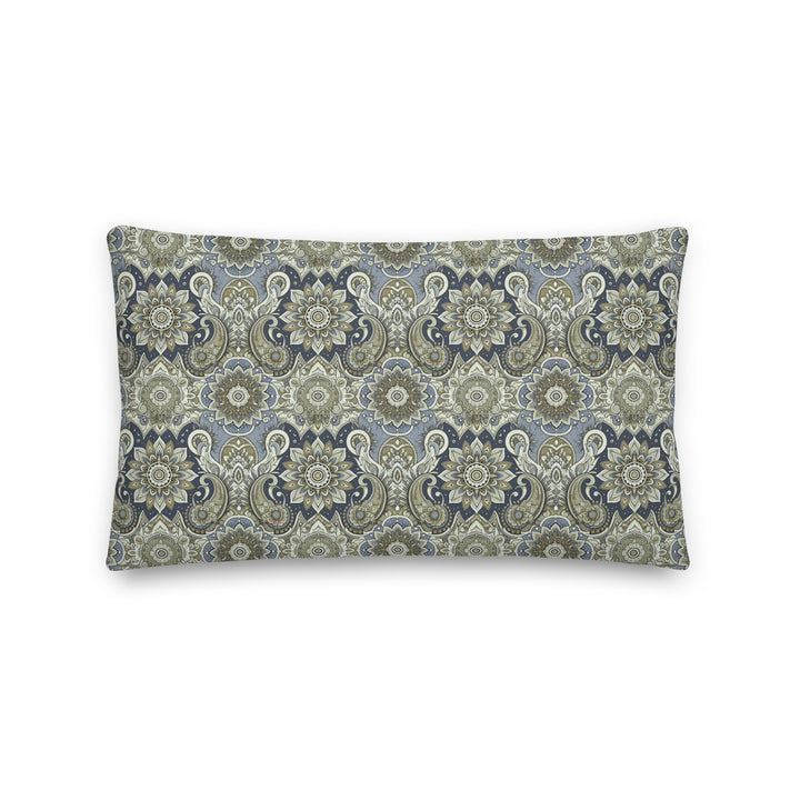 Paisley Mandala Pillow Cover in Soft Blue and Beige – Boho Luxe Cushion Case