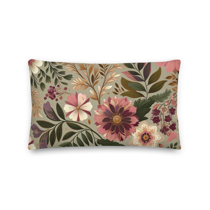 Floral Pillow Cover in Romantic Earth Tones – Botanical Boho Cushion Case