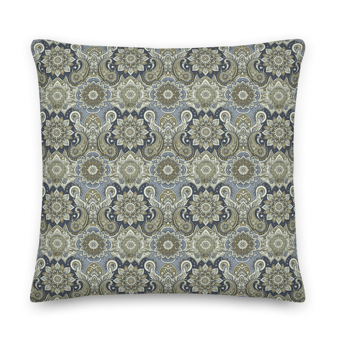 Paisley Mandala Pillow Cover in Soft Blue and Beige – Boho Luxe Cushion Case