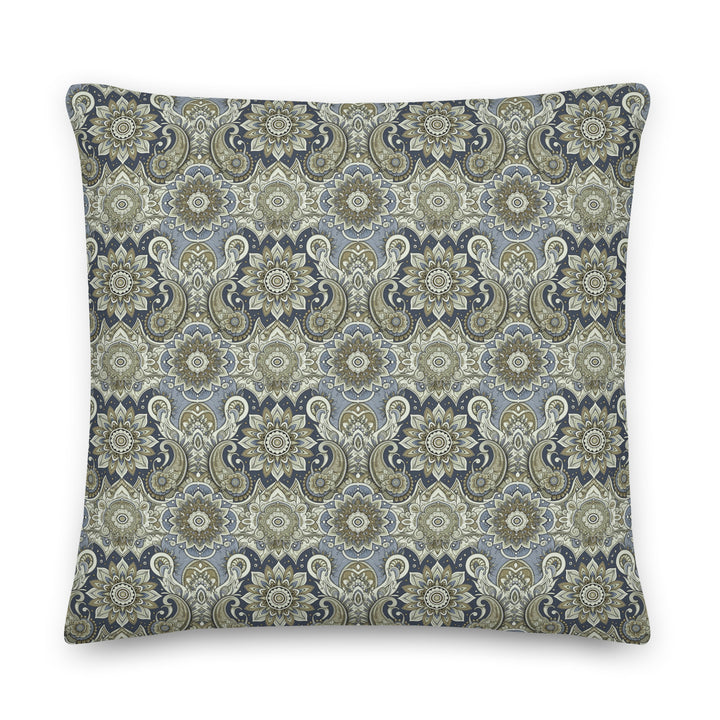 Paisley Mandala Pillow Cover in Soft Blue and Beige – Boho Luxe Cushion Case