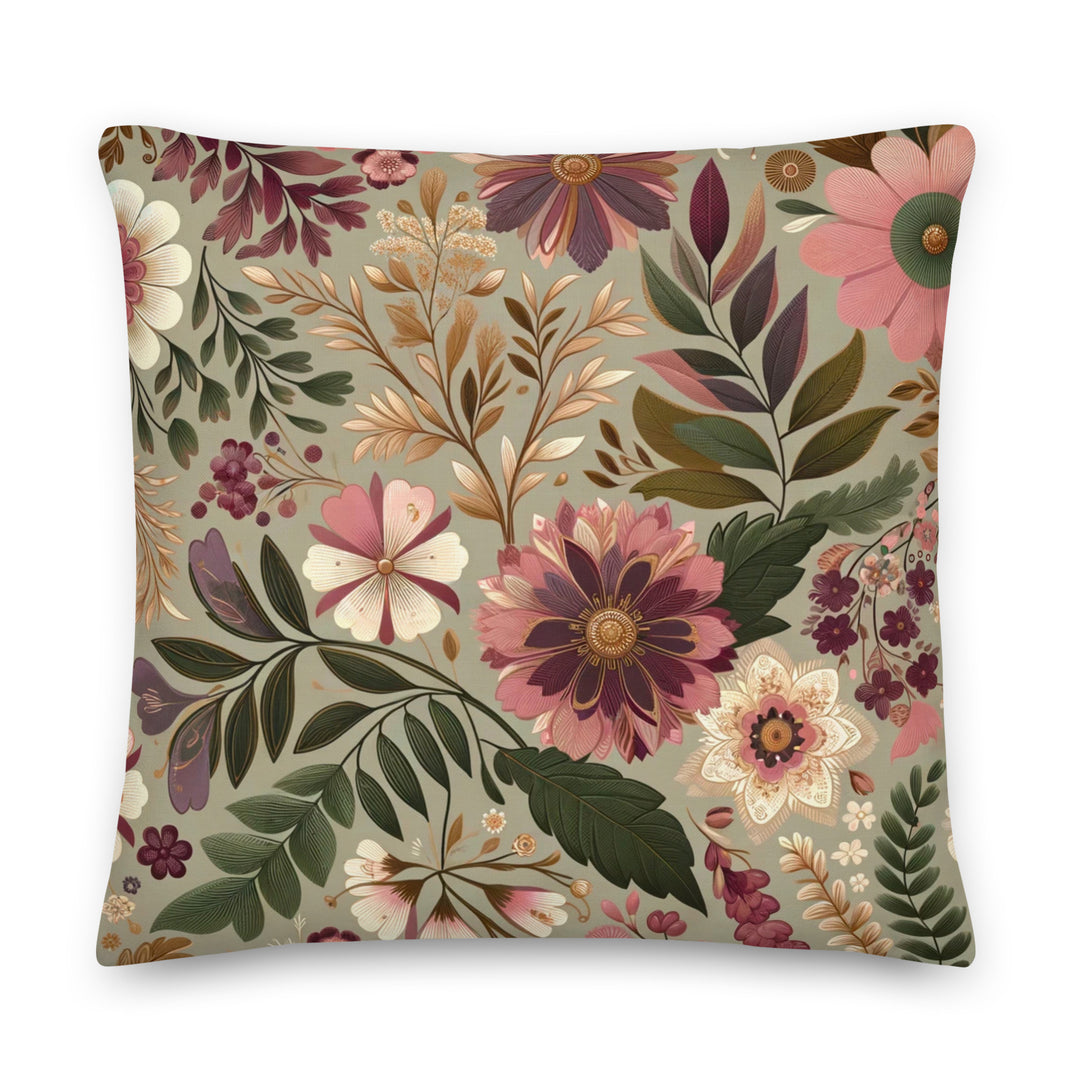Floral Pillow Cover in Romantic Earth Tones – Botanical Boho Cushion Case