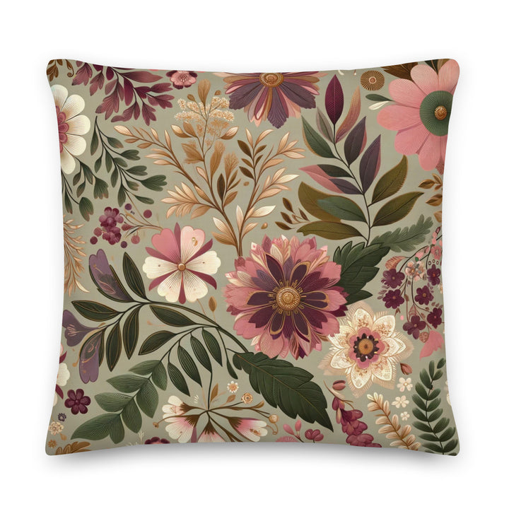 Floral Pillow Cover in Romantic Earth Tones – Botanical Boho Cushion Case