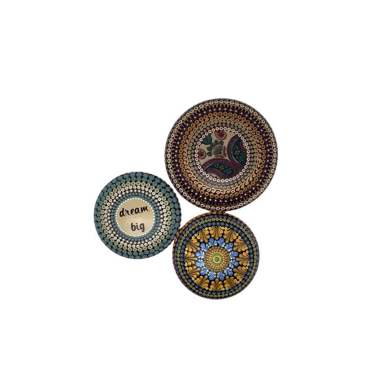 Hand Painted Mandala Stone with “Dream Big” Text – Soft Colors Gratitude or Meditation Stone